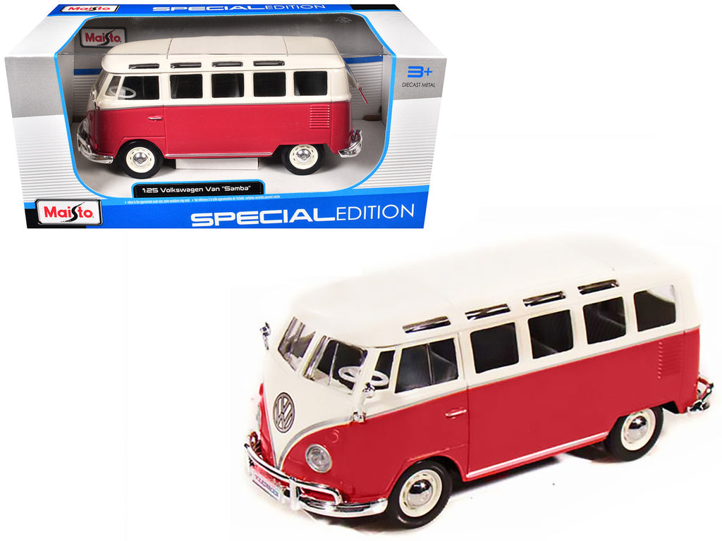 Maisto Volkswagen Van Samba White & Red 1:24 Die Cast Model - Wild Willy