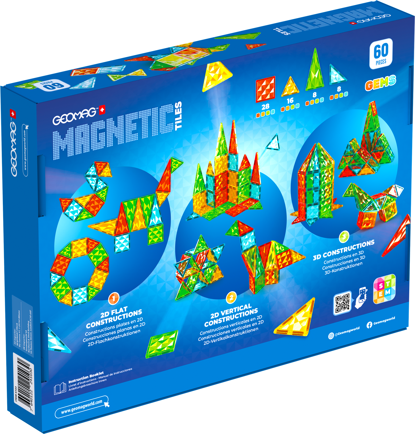 GEOMAG MAGNETIC TILES GEMS 60