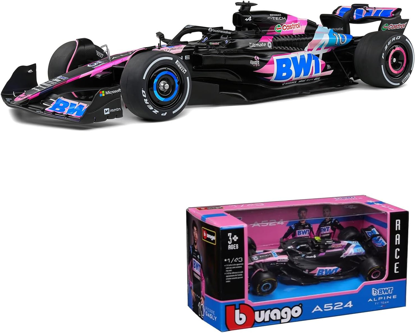 BBURAGO F1 Alpine A524 #10 - 1:43 Diecast Model - Wild Willy