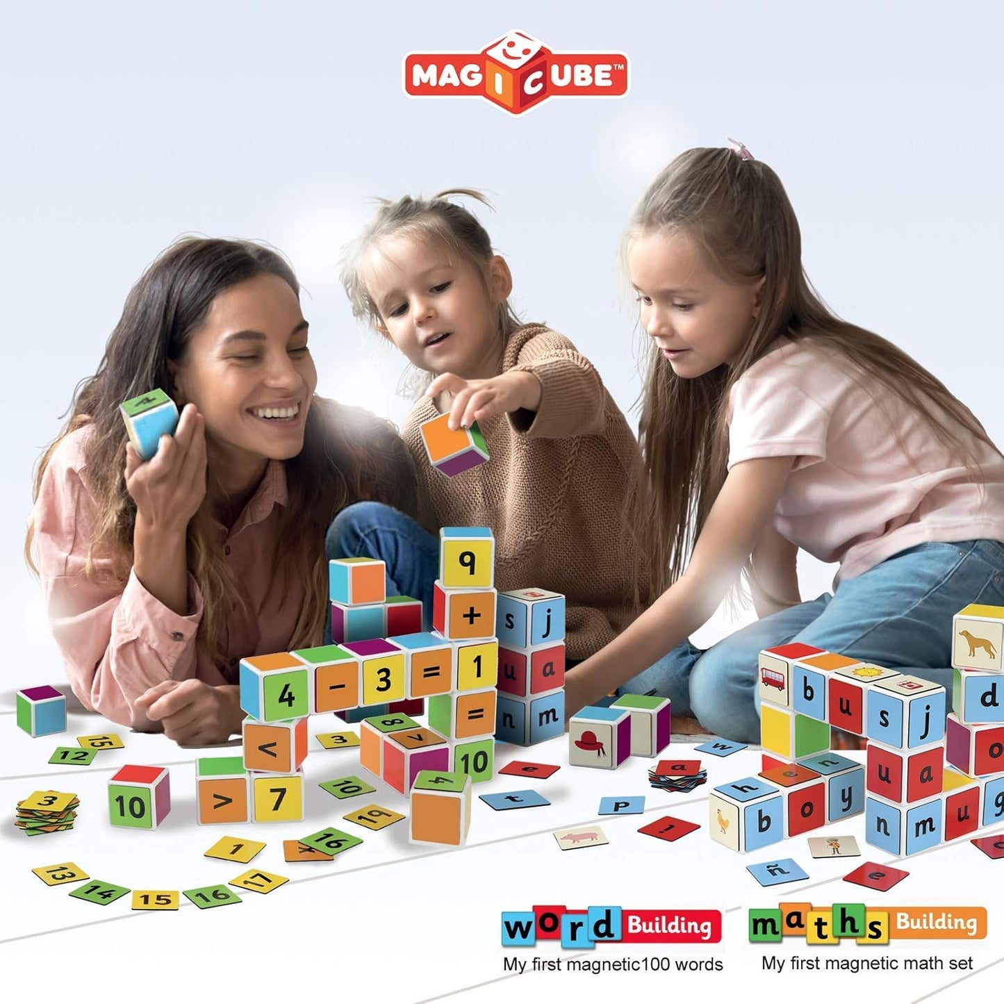 GEOMAG Magicube Maths Building Set 16 Blocks 45 Magic Clips