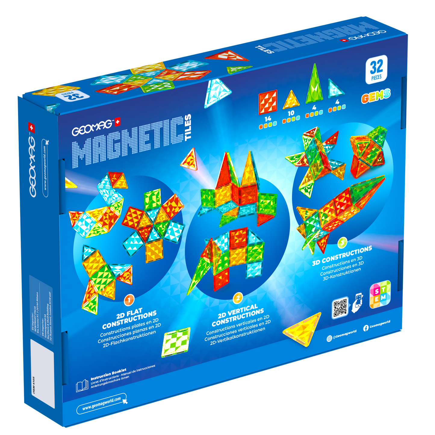 GEOMAG MAGNETIC TILES ROCKET GEMS 32