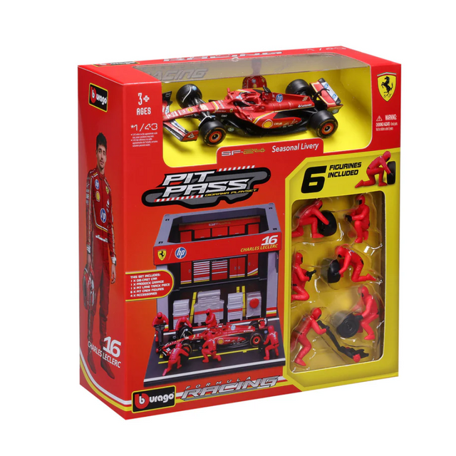 Bburago F1 Ferrari F1 Team SF-24 Pit Pass Charles Leclerc 1/43 Scale - Wild Willy