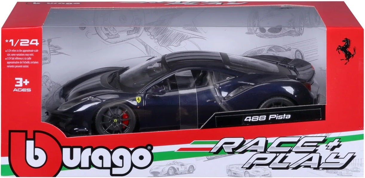 Bburago Ferrari 488 Pista 1:24 Dark Blue - Wild Willy