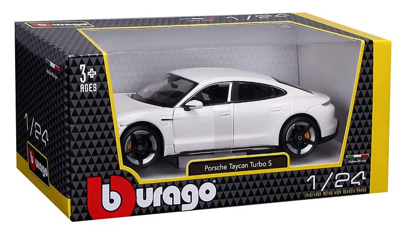 Bburago Porsche Taycan Turbo S White 1:24
