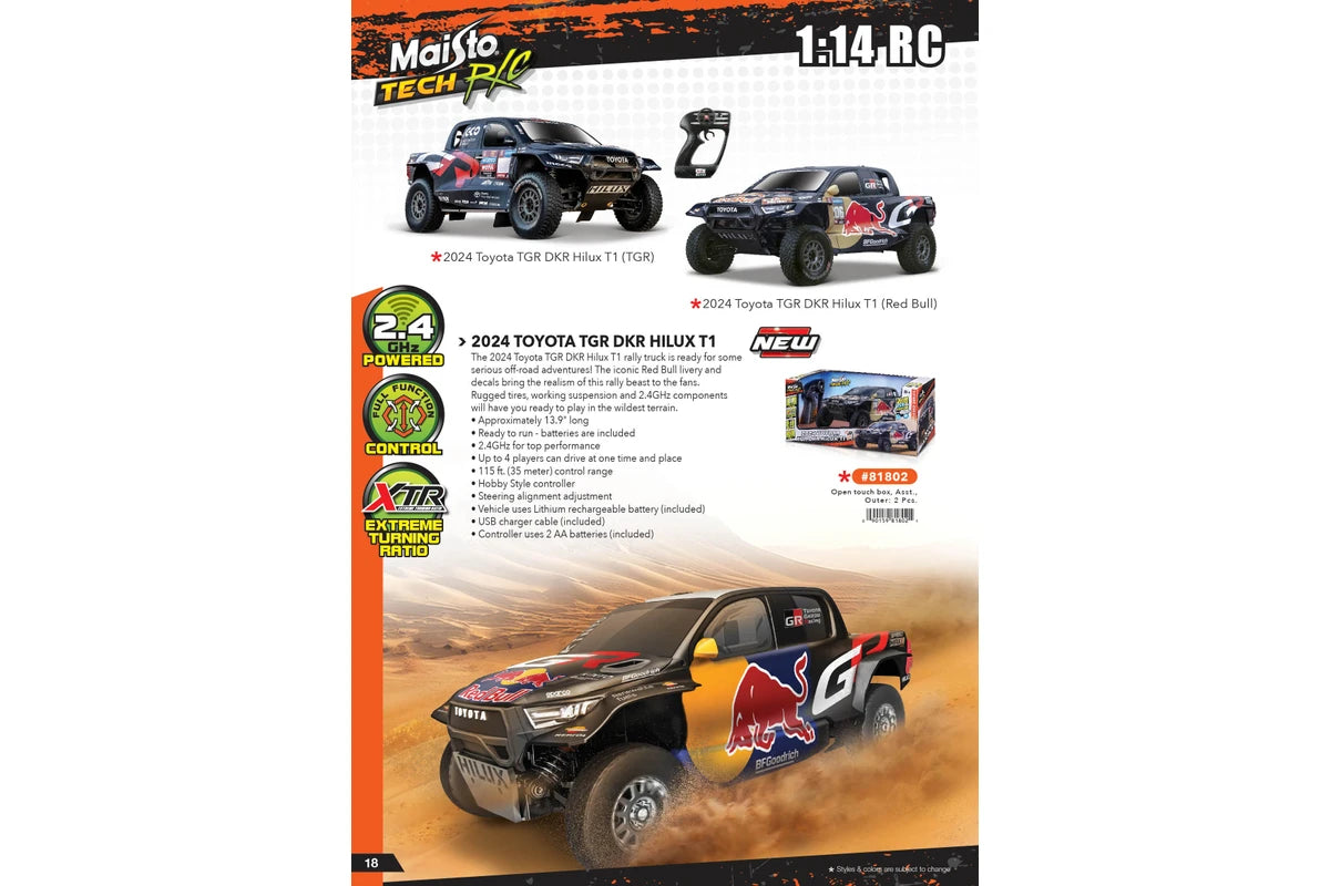 Maisto Tech 2025 Toyota TGR Hilux Dakar Remote Control Toy