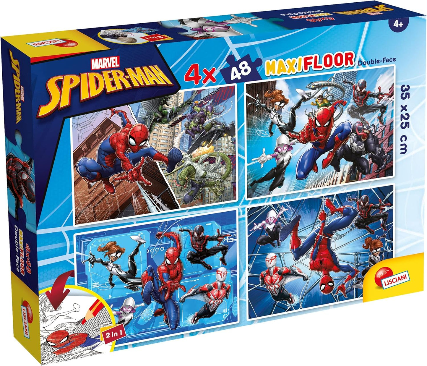 Lisciani Spider-Man Maxi Floor Puzzle 4x48 pcs 35x25 cm - Wild Willy