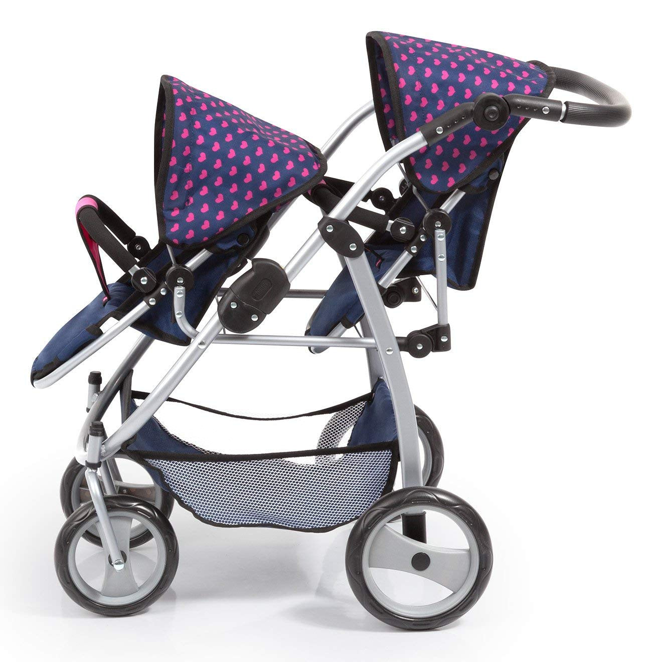 Bayer Tandem, Twin Jogger, 46cm, Unicorn Modern Adjustable Foldable, Blue Pink Unicorn