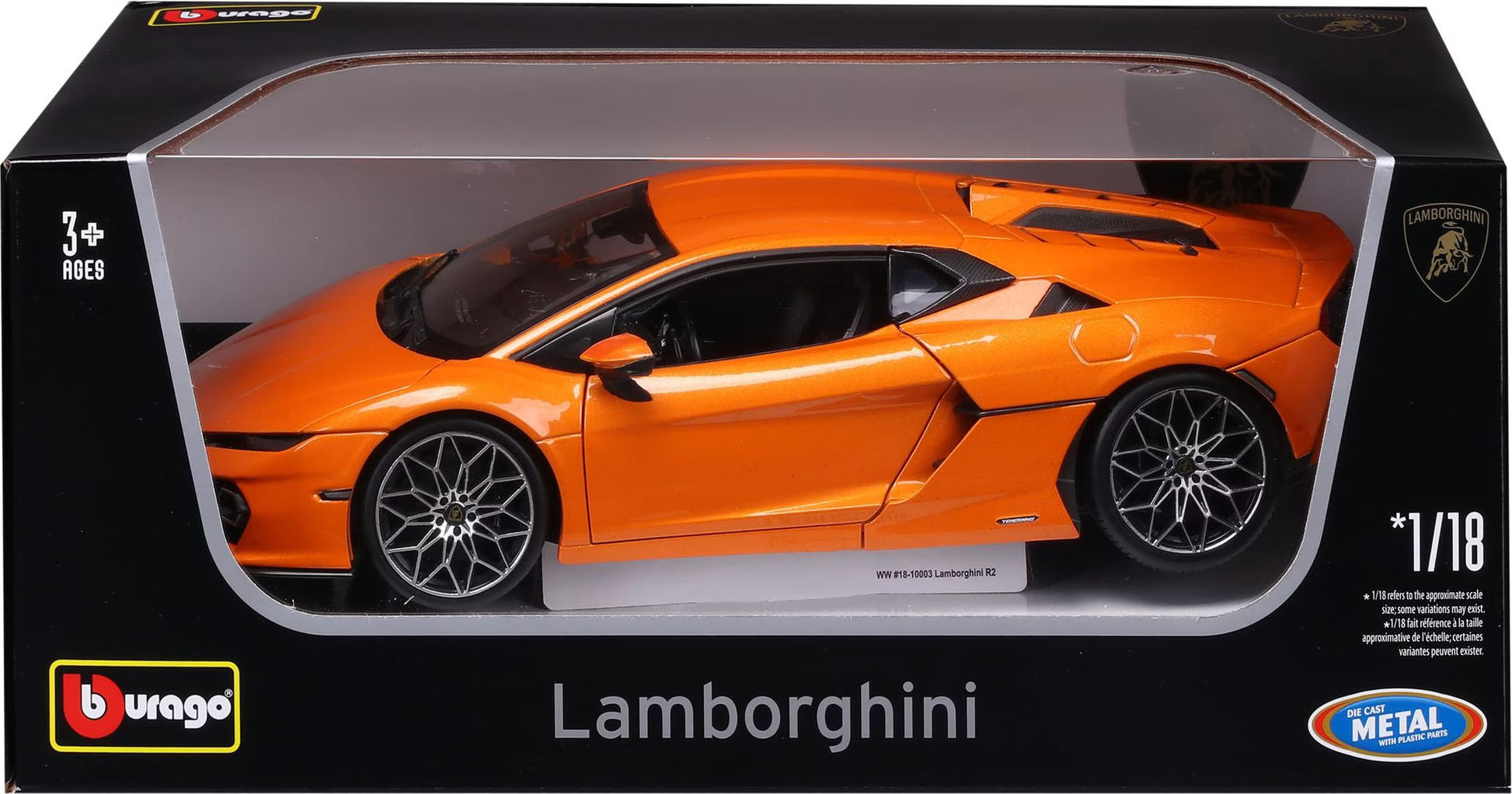 BBurago 1:18 Diecast Model Orange 2024 Lamborghini Temerario - Wild Willy