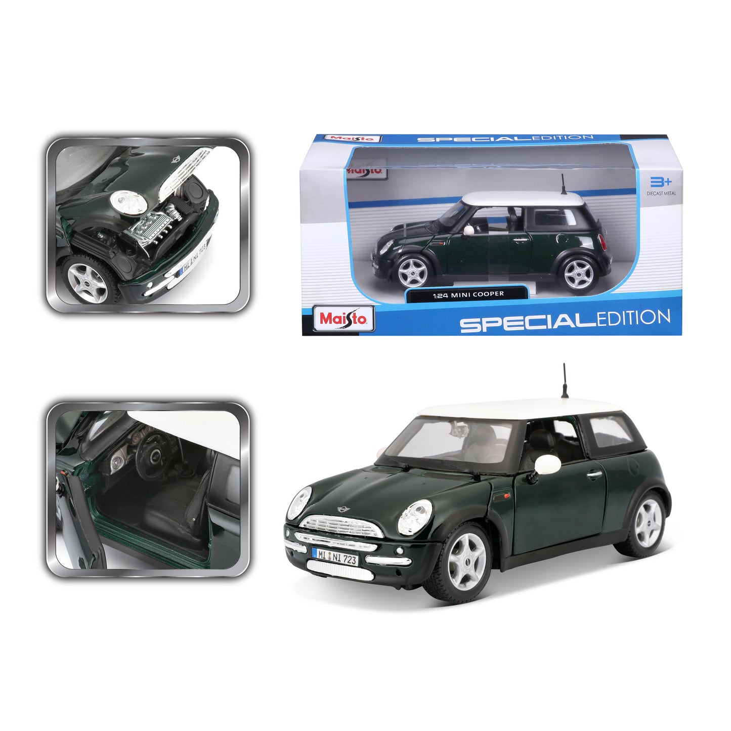 MAISTO MINI COOPER Green 1:24 Die-Cast Model - Wild Willy