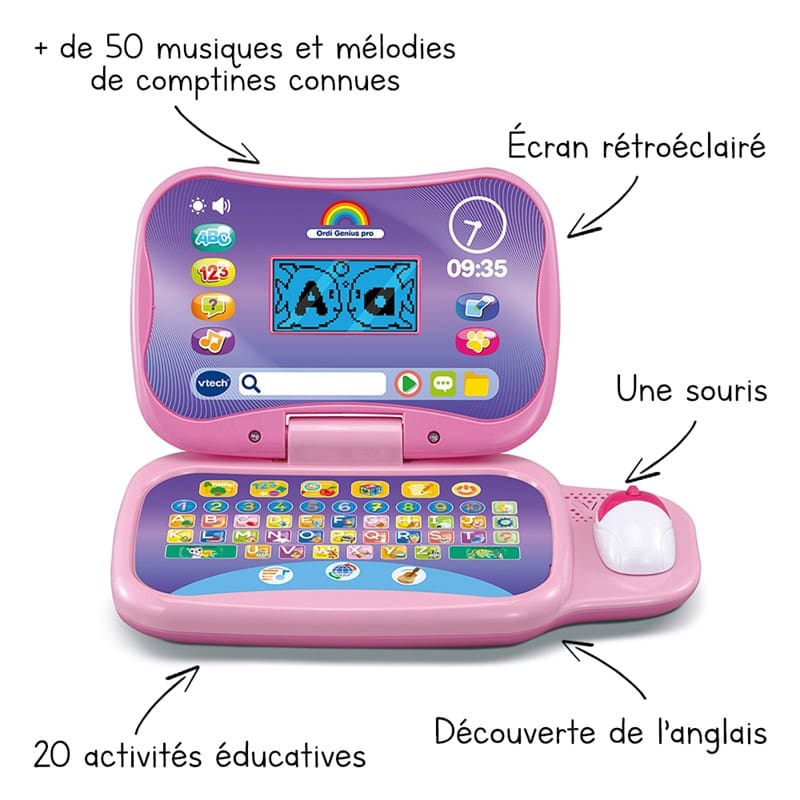 Vtech Ordi Genius Pro Pink Learning Laptop