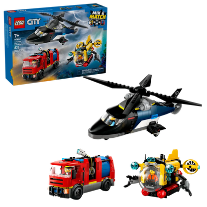 LEGO City Helicopter Fire Engine Submarine Remix