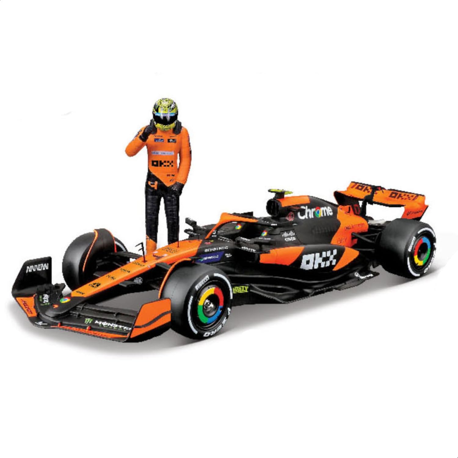 Bburago F1 McLaren MCL38 #4 with Lando Norris Figure - 1:24 Diecast Model - Wild Willy