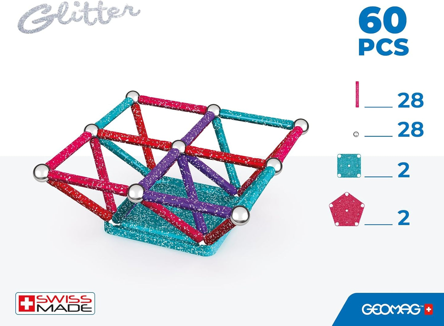 Geomag Glitter Recycled Building Blocks 60 Pieces