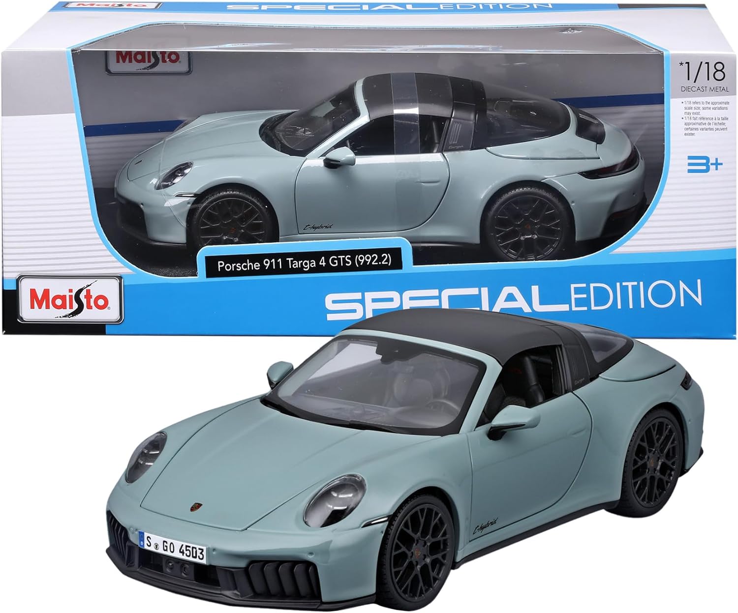 Maisto 1:18 Diecast Model 2025 Porsche 911 (992.2) Targa 4 GTS in Gray - Wild Willy