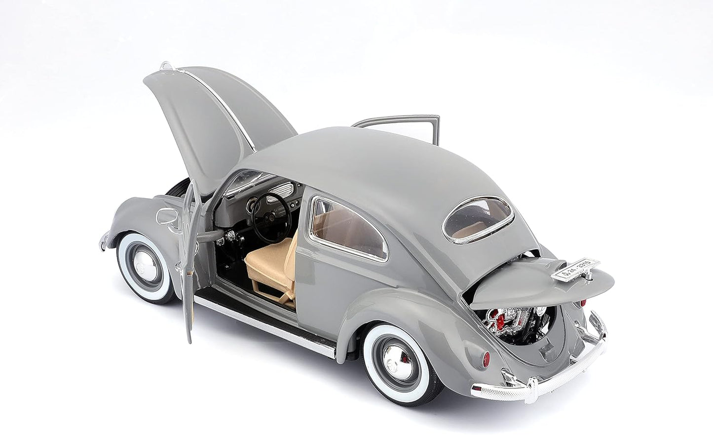 Bburago Volkswagen Kafer Beetle 1955 Gray 1:18 Diecast Model - Wild Willy