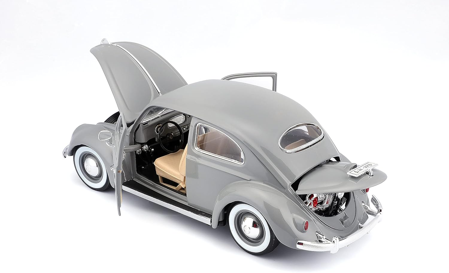 Bburago Volkswagen Kafer Beetle 1955 Gray 1:18 Diecast Model - Wild Willy