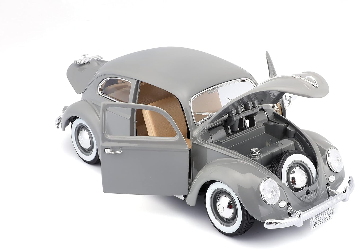Bburago Volkswagen Kafer Beetle 1955 Gray 1:18 Diecast Model - Wild Willy