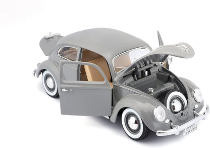 Bburago Volkswagen Kafer Beetle 1955 Gray 1:18 Diecast Model - Wild Willy