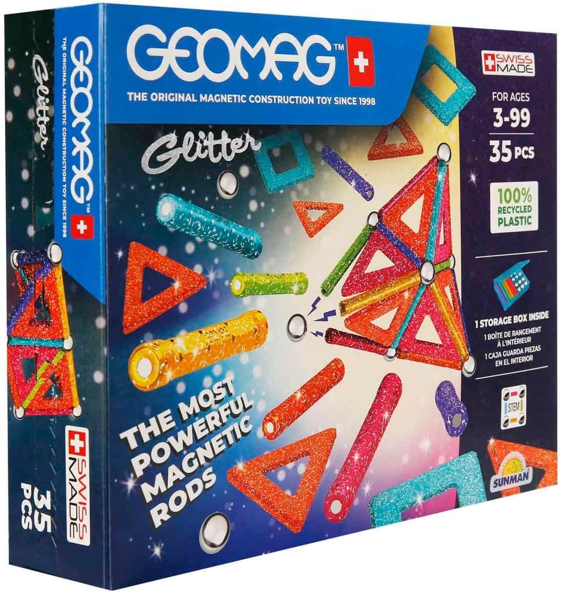 GEOMAG Glitter Recycled Panels 35 Pieces