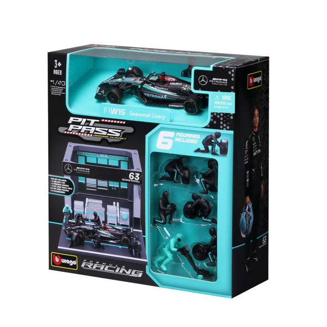 BBURAGO Mercedes F1 Team AMG W15 Pit Pass - George Russell 1/43 Scale Model - Wild Willy