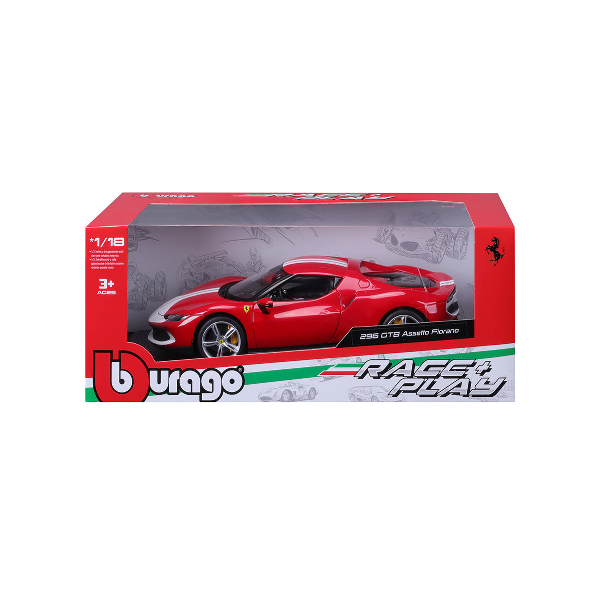 BBURAGO FERRARI - 296 GTB ASSETTO FIORANO RED - 1:18