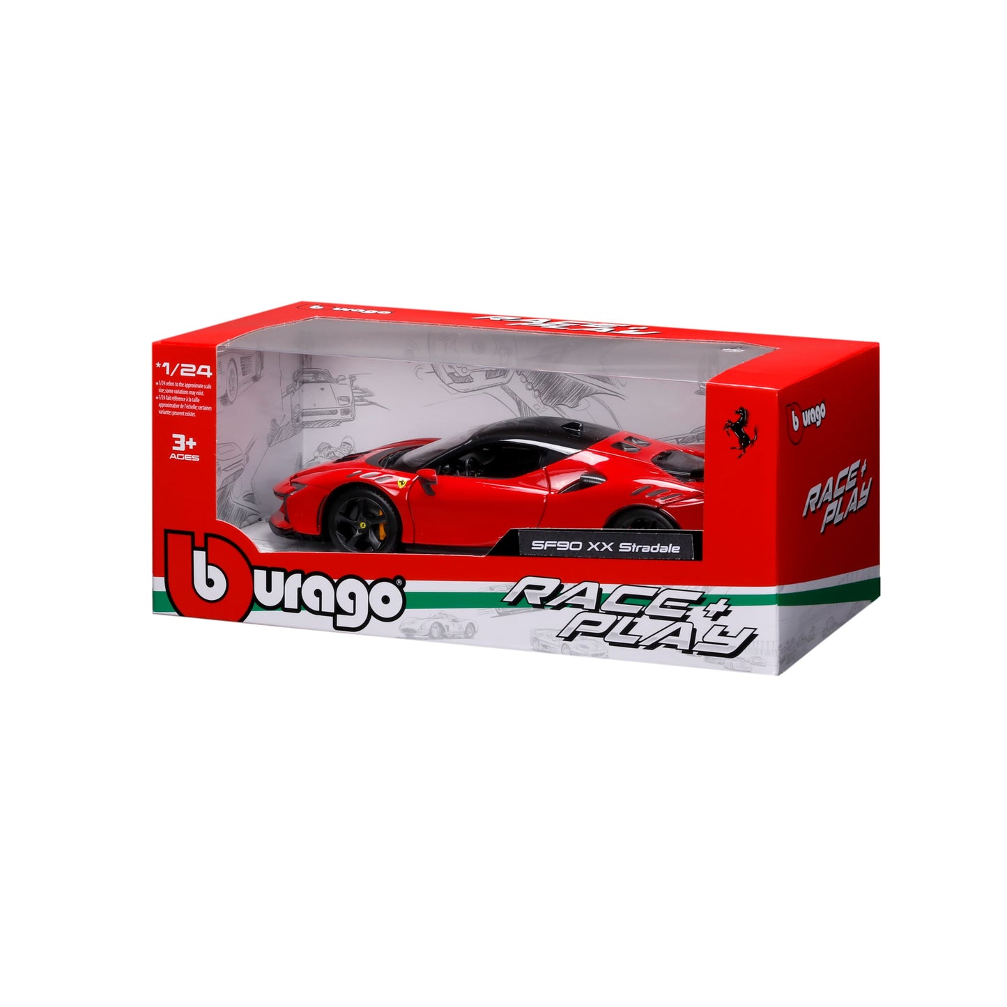 BBURAGO Ferrari SF90 XX Stradale Red 1:24 Diecast Model Car - Wild Willy