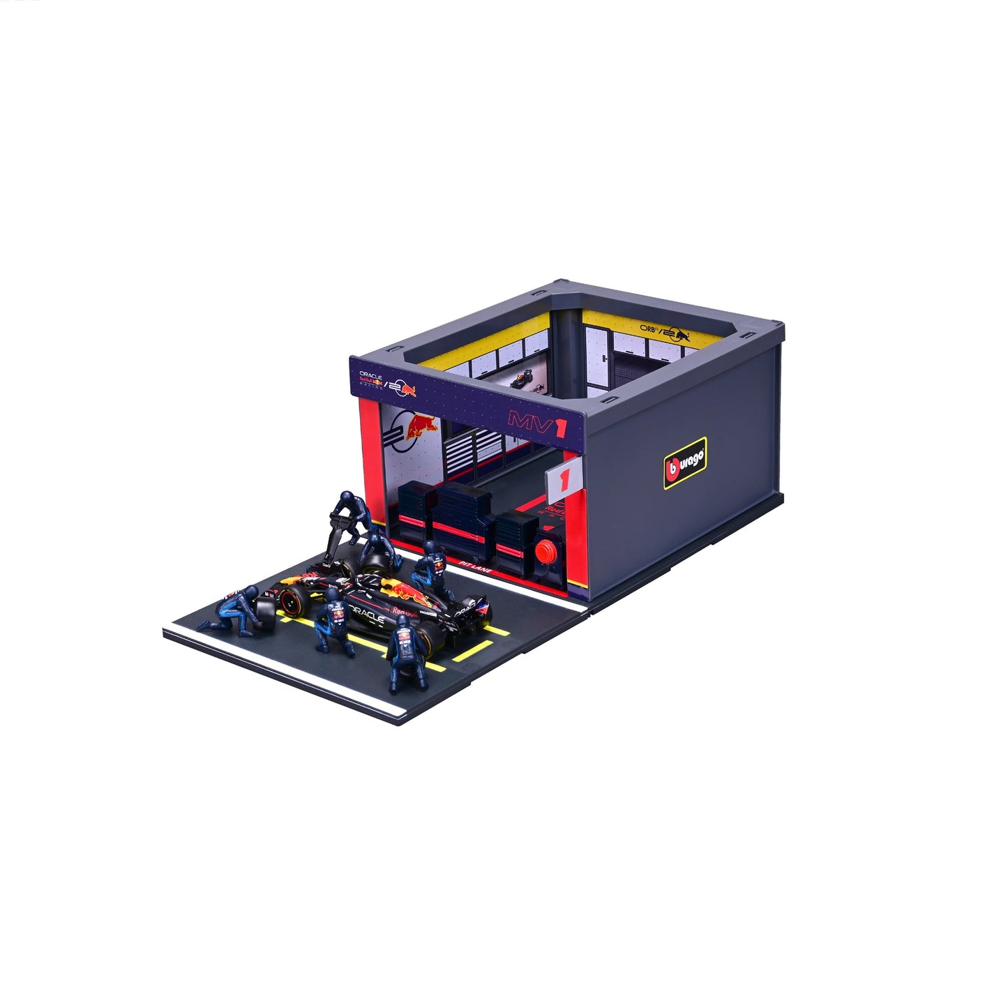BBurago Red Bull Pit Stop with RB20 #1 Max Verstappen Diecast Model 1:43 F1 2024 - Wild Willy