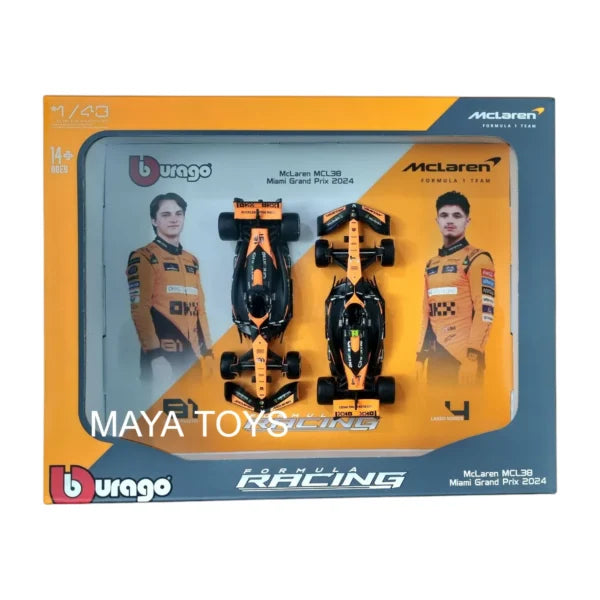 BBurago F1 McLaren MCL38 2024 1:42 Diecast 2-Pack Set - Wild Willy
