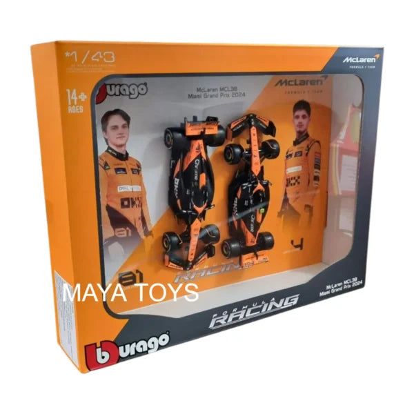 BBurago F1 McLaren MCL38 2024 1:42 Diecast 2-Pack Set - Wild Willy