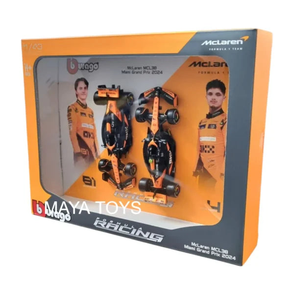 BBurago F1 McLaren MCL38 2024 1:42 Diecast 2-Pack Set - Wild Willy