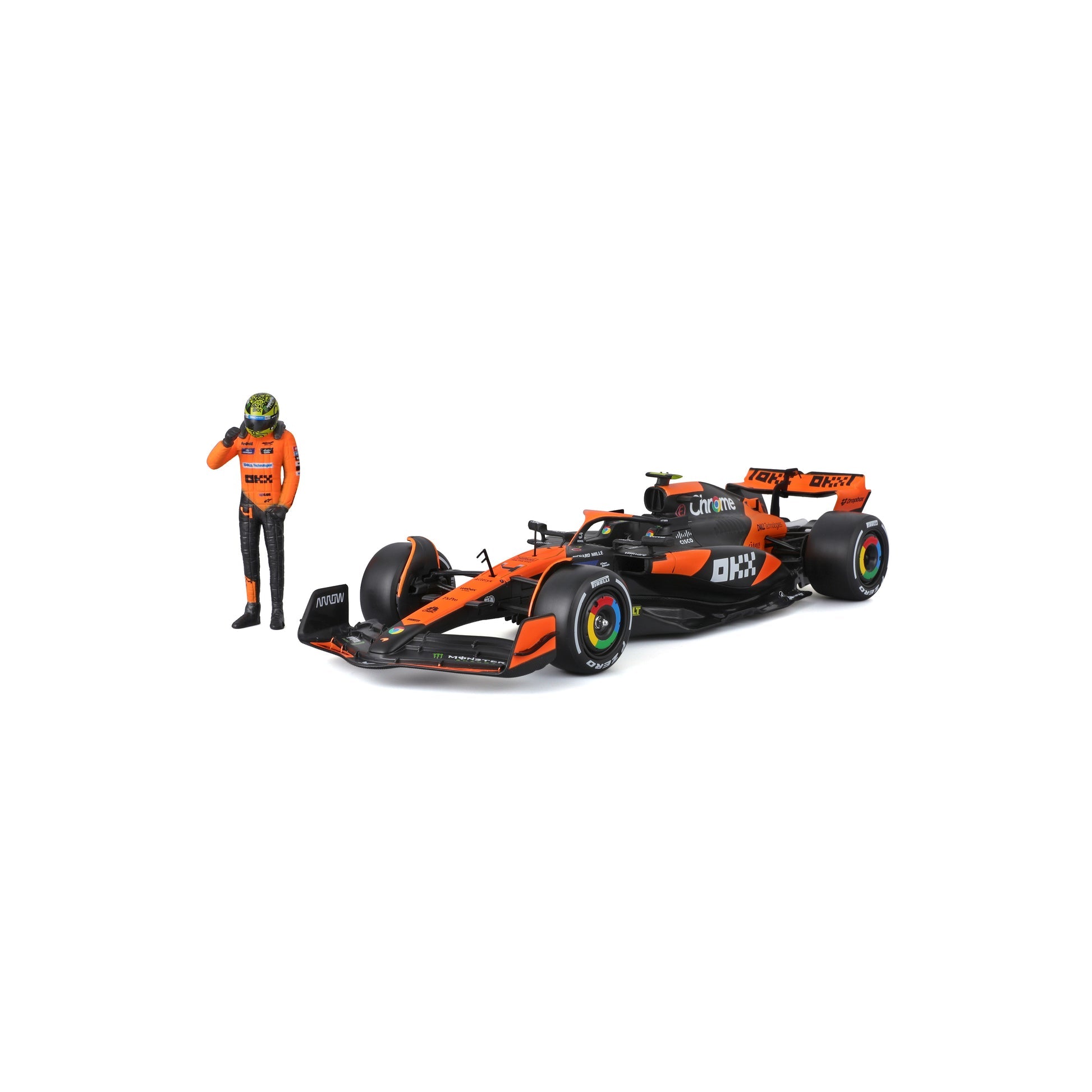 Bburago McLaren MCL38 Japan GP Livery - Lando Norris #4 F1 2024 – 1:24 Scale Diecast Model with Driver Figurine - Wild Willy