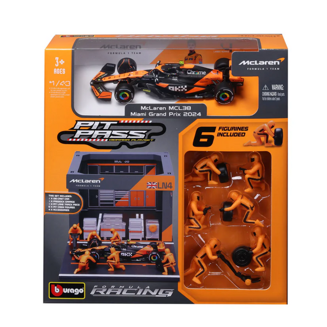 BBURAGO Mclaren F1 Team MCL38 Pit Pass Lando Norris 1/43 Scale - Wild Willy