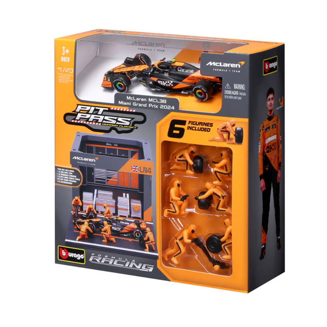 BBURAGO Mclaren F1 Team MCL38 Pit Pass Lando Norris 1/43 Scale - Wild Willy