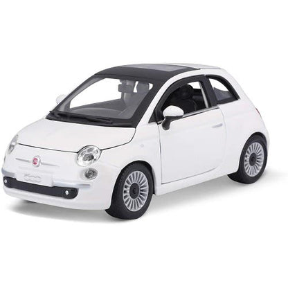 BURAGO FIAT 500 2007 White 1:24 Scale DieCast Model Car - Wild Willy