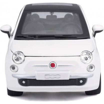 BURAGO FIAT 500 2007 White 1:24 Scale DieCast Model Car - Wild Willy