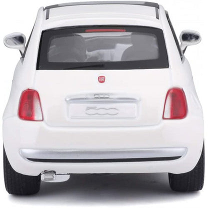 BURAGO FIAT 500 2007 White 1:24 Scale DieCast Model Car - Wild Willy