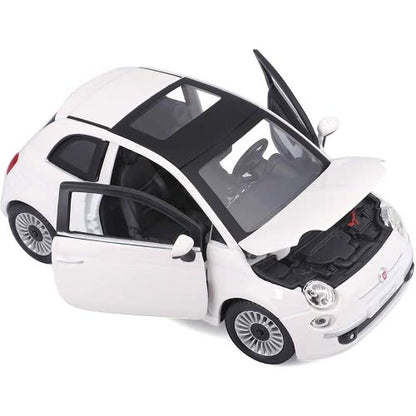 BURAGO FIAT 500 2007 White 1:24 Scale DieCast Model Car - Wild Willy