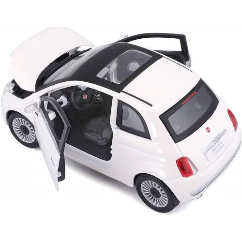 BURAGO FIAT 500 2007 White 1:24 Scale DieCast Model Car - Wild Willy