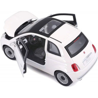 BURAGO FIAT 500 2007 White 1:24 Scale DieCast Model Car - Wild Willy