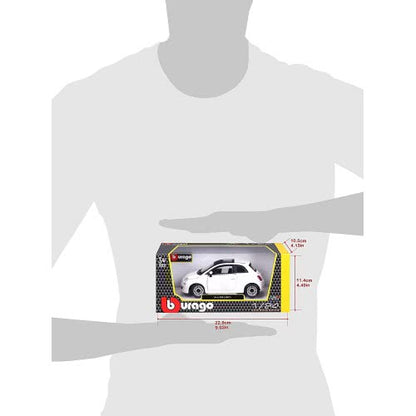 BURAGO FIAT 500 2007 White 1:24 Scale DieCast Model Car - Wild Willy
