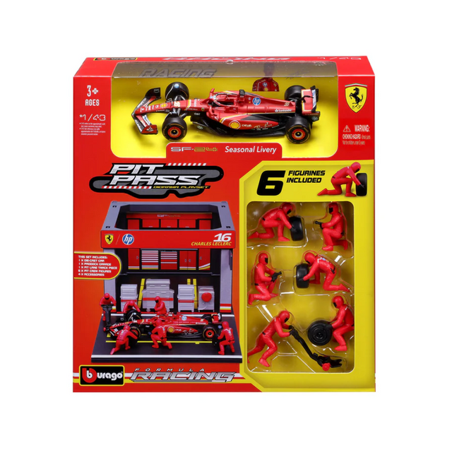 Bburago F1 Ferrari F1 Team SF-24 Pit Pass Charles Leclerc 1/43 Scale - Wild Willy