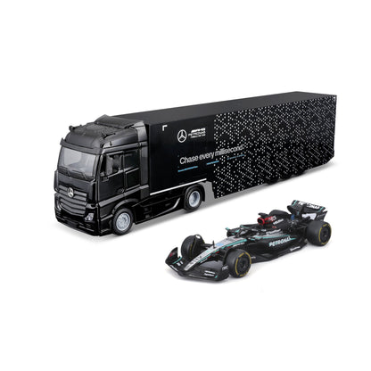 Bburago Mercedes-AMG Semi Truck with Mercedes W15 #63 George Russell – 1:43 Diecast Model - Wild Willy