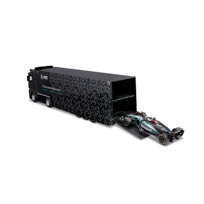 Bburago Mercedes-AMG Semi Truck with Mercedes W15 #63 George Russell – 1:43 Diecast Model - Wild Willy