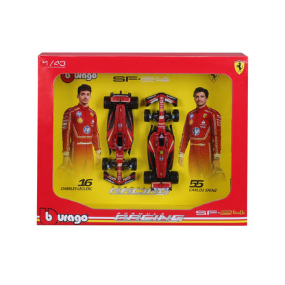 Bburago 2-Model Set SF-24 #16 Charles Leclerc / #55 Carlos Sainz F1 2024 1:43 Diecast - Wild Willy