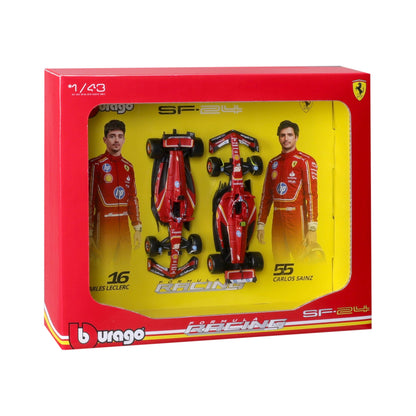 Bburago 2-Model Set SF-24 #16 Charles Leclerc / #55 Carlos Sainz F1 2024 1:43 Diecast - Wild Willy