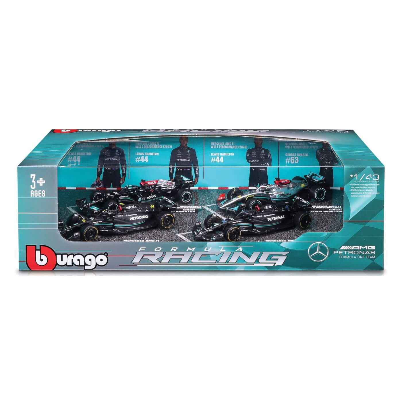 Bburago F1 Mercedes AMG Pack of 4 - 1:43