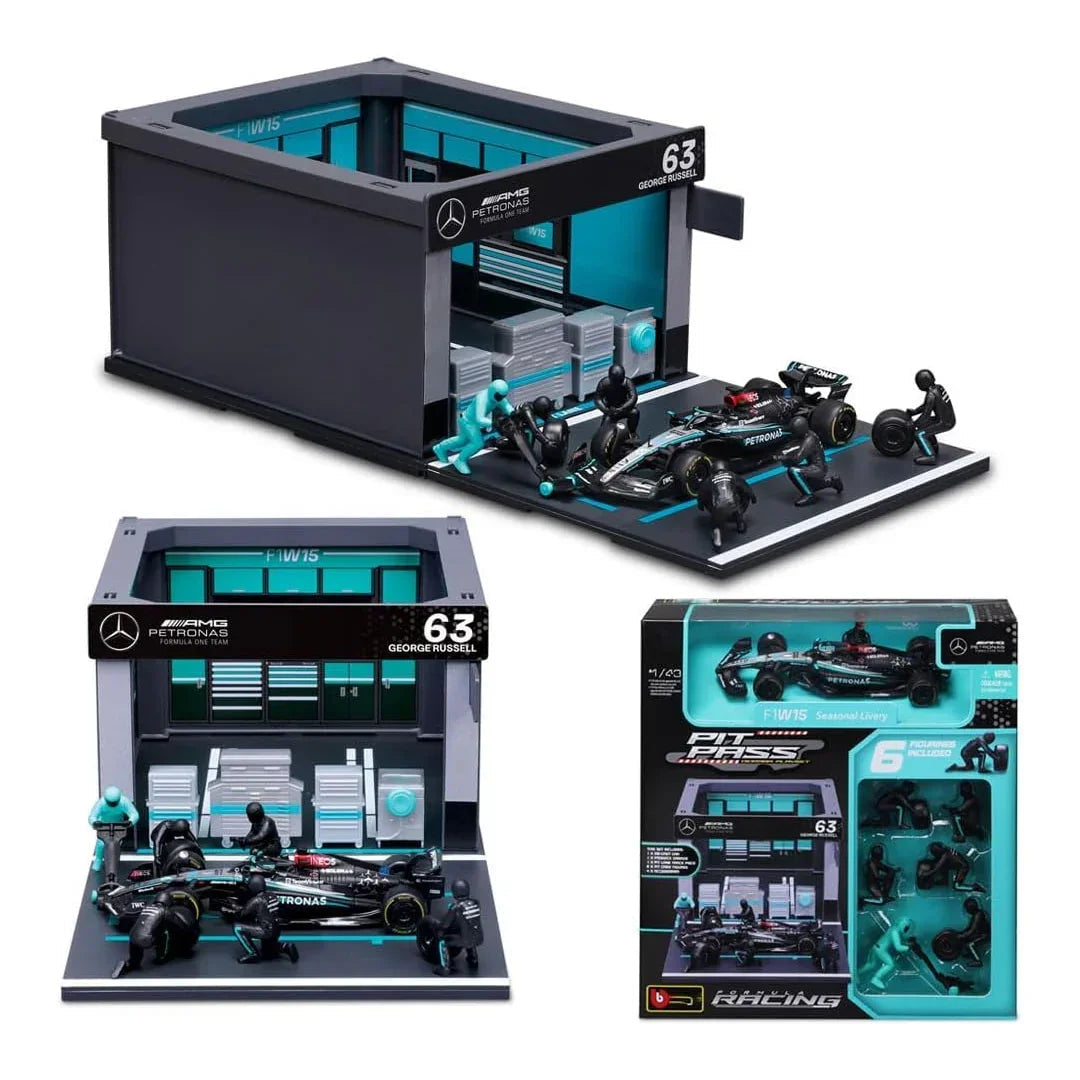 Bburago F1 Mercedes AMG Team W16 Pit Pass 1:43 Diecast Diorama - Wild Willy