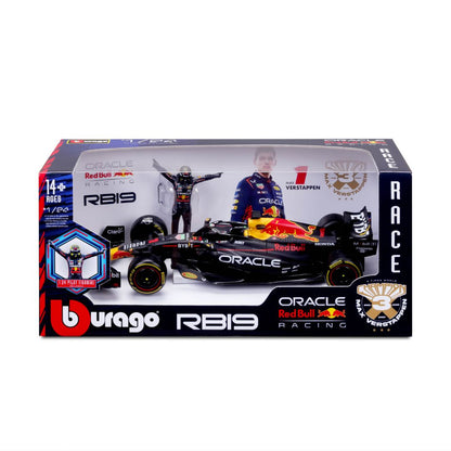 Bburago F1 Oracle Red Bull RB19 #1 with M. Verstappen Figure - 1:24