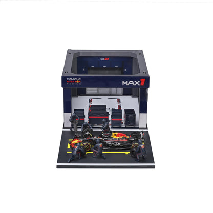 Bburago PIT STOP RED BULL RB21 (2025) #1 VERSTAPPEN - Official Oracle Red Bull Racing Formula 1 Playset Diorama with 1:43 scale RB21 vehicle - Wild Willy