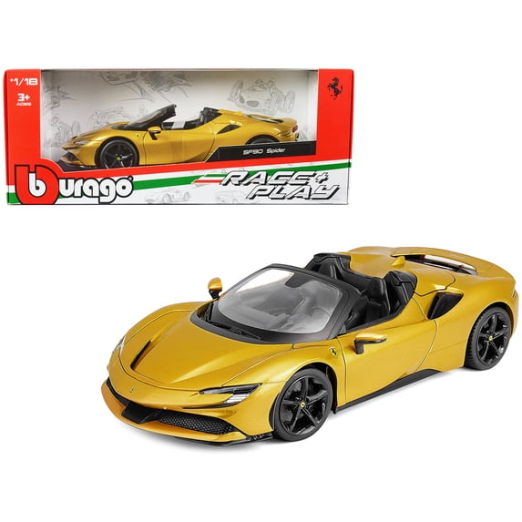 Bburago Ferrari SF90 Spider - 1:18 Diecast Model Gold - Wild Willy